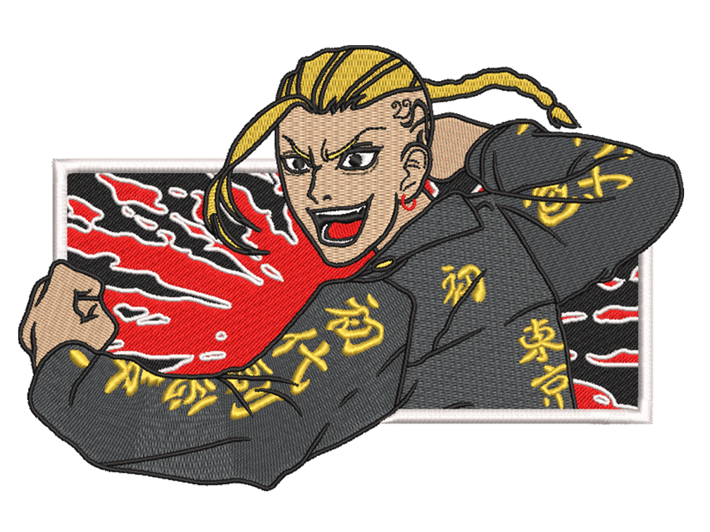 Anime-Inspired Ken Ryuguji Embroidery Design File main image - This anime embroidery designs files featuring Ken Ryuguji from Tokyo Revengers. Digital download in DST & PES formats. High-quality machine embroidery patterns by EmbroPlex.