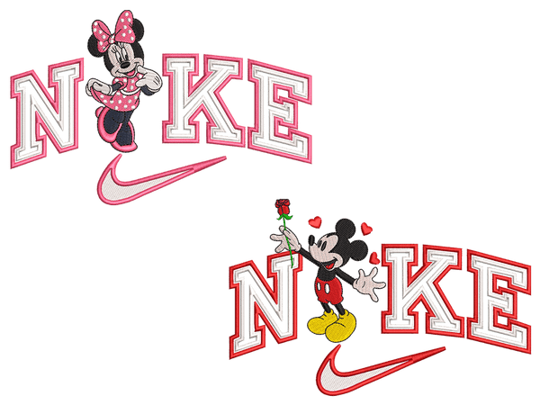 Mickey Mouse & Minnie Mouse Embroidery Design File main image - This Couple embroidery design file features Mickey Mouse & Minnie Mouse from Couple Design. Digital download in DST & PES formats. High-quality machine embroidery patterns by EmbroPlex.