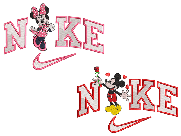 Mickey Mouse & Minnie Mouse V2 Embroidery Design File main image - This Couple embroidery design file features Mickey Mouse & Minnie Mouse V2 from Couple Design. Digital download in DST & PES formats. High-quality machine embroidery patterns by EmbroPlex.