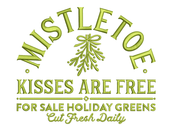 Mistletoe Embroidery Design File main image - This Christmas embroidery designs files featuring Mistletoe from Christmas. Digital download in DST & PES formats. High-quality machine embroidery patterns by EmbroPlex.