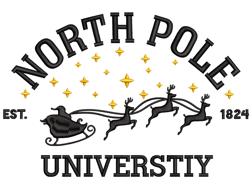 North Pole Embroidery Design File main image - This Christmas embroidery designs files featuring North Pole from Christmas. Digital download in DST & PES formats. High-quality machine embroidery patterns by EmbroPlex.