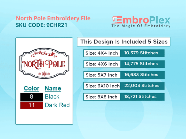 All Size North Pole Embroidery Design File