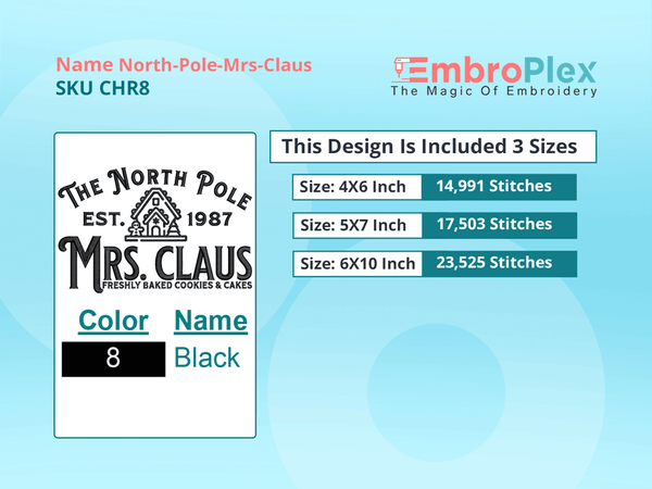 All Size North Pole Mr Claus Embroidery Design File