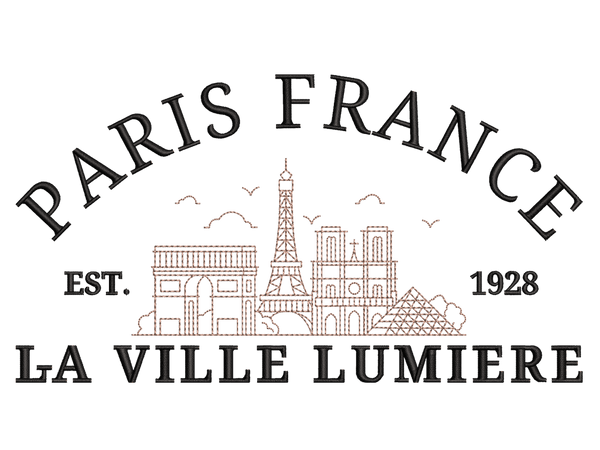 Cities and Countries-Inspired  Paris France Embroidery Design File main image - This anime embroidery designs files featuring  Paris France from Cities and Countries. Digital download in DST & PES formats. High-quality machine embroidery patterns by EmbroPlex.