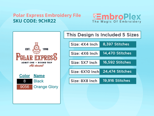 All Size Polar Express Embroidery Design File