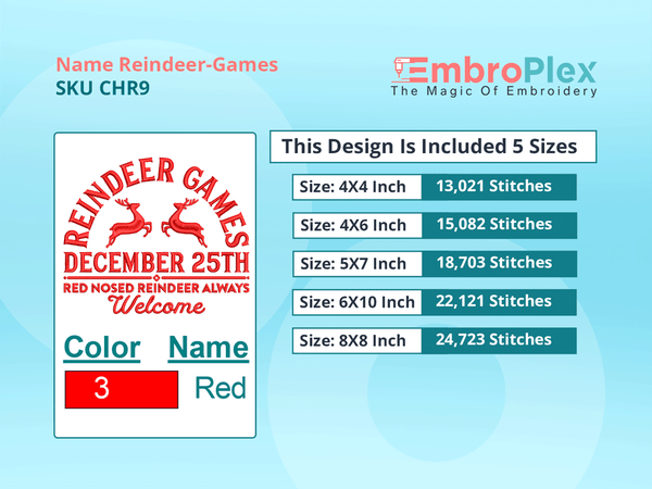 All Size Reindeer Games Embroidery Design File