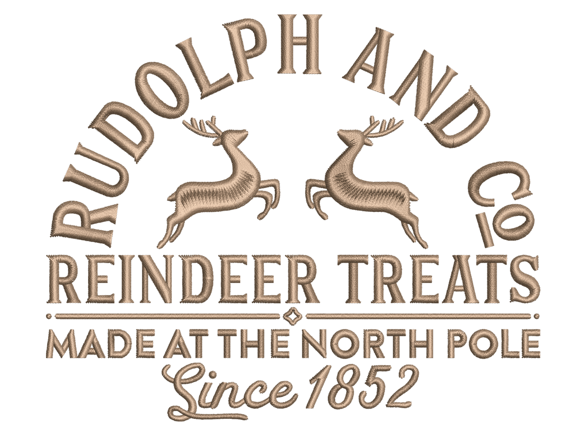 North Pole Mr Claus Embroidery Design File main image - This Christmas embroidery designs files featuring Rudolph And Co from Christmas. Digital download in DST & PES formats. High-quality machine embroidery patterns by EmbroPlex.