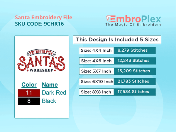 All Size Santa Embroidery Design File