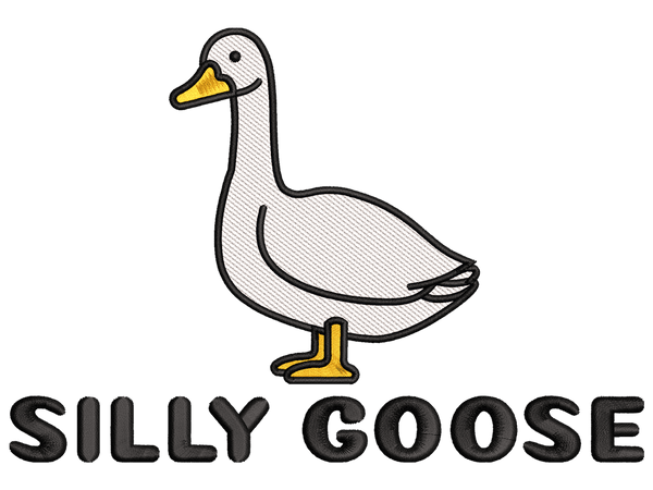 Silly Goose Embroidery Design File main image - This funny embroidery designs files featuring Silly Goose from Funny design. Digital download in DST & PES formats. High-quality machine embroidery patterns by EmbroPlex.