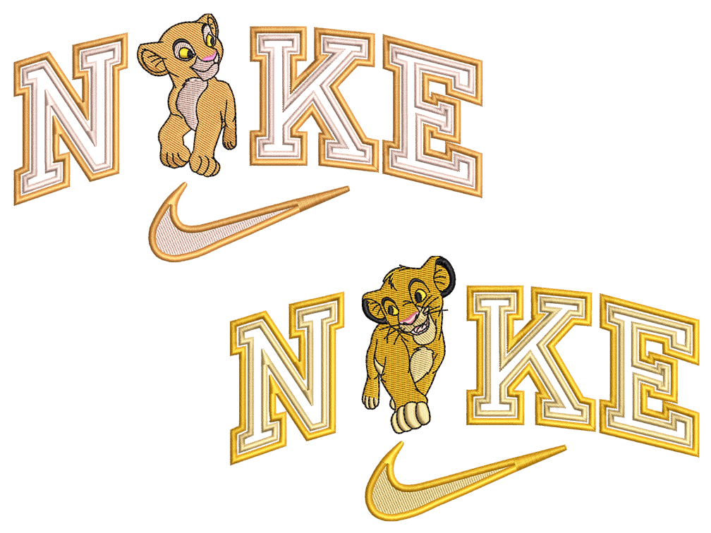 Simba & Nala Embroidery Design File main image - This Couple embroidery design file features  Simba & Nala from Couple Design. Digital download in DST & PES formats. High-quality machine embroidery patterns by EmbroPlex.