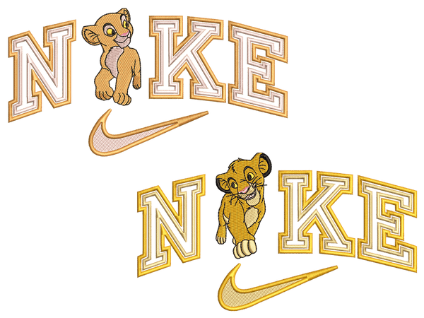 Simba & Nala Embroidery Design File main image - This Couple embroidery design file features  Simba & Nala from Couple Design. Digital download in DST & PES formats. High-quality machine embroidery patterns by EmbroPlex.