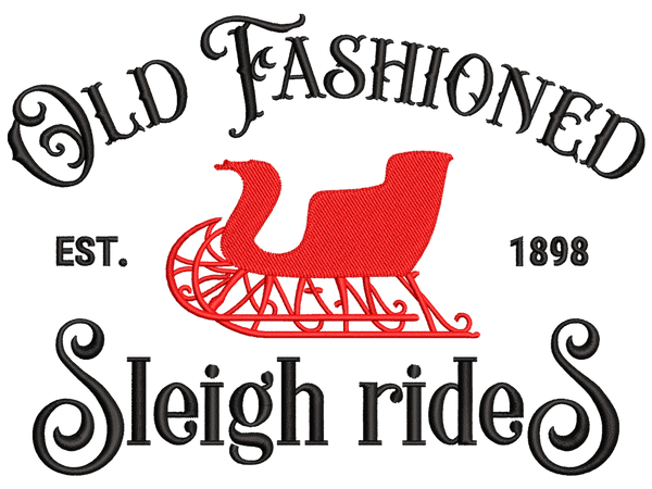 Sleigh Rides Embroidery Design File main image - This Christmas embroidery designs files featuring Sleigh Rides from Christmas. Digital download in DST & PES formats. High-quality machine embroidery patterns by EmbroPlex.