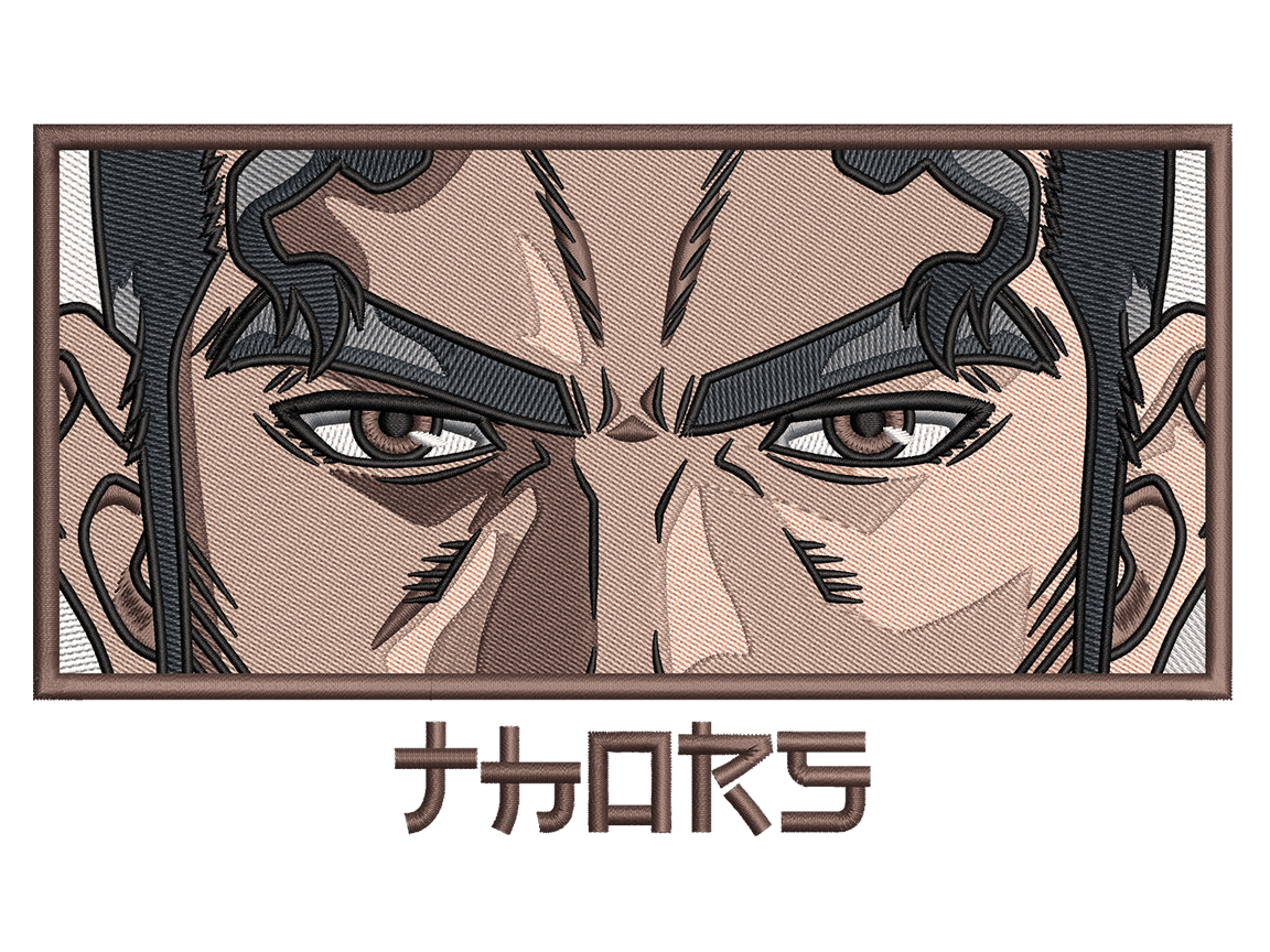 Anime-Inspired Thors Embroidery Design File main image - This anime embroidery designs files featuring Thors from Vinland Saga. Digital download in DST & PES formats. High-quality machine embroidery patterns by EmbroPlex.