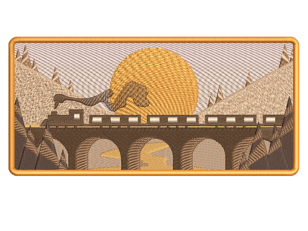 Cities and Countries-Inspired  Train and Bridge Embroidery Design File main image - This anime embroidery designs files featuring  Train and Bridge from Cities and Countries. Digital download in DST & PES formats. High-quality machine embroidery patterns by EmbroPlex.
