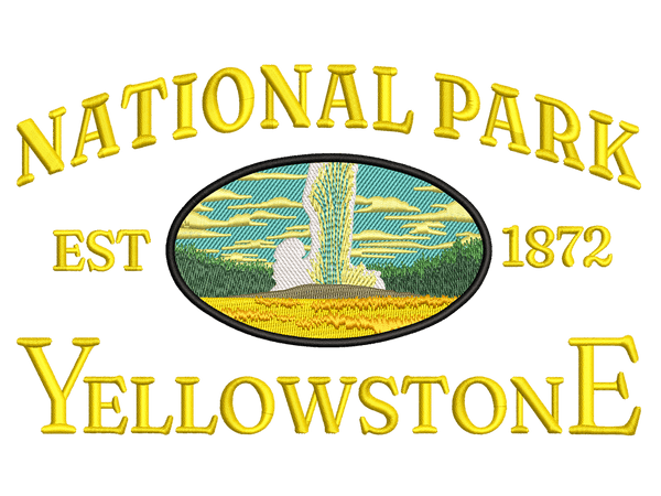 Cities and Countries-Inspired   Yellowstone national park Embroidery Design File main image - This anime embroidery designs files featuring  Yellowstone national park from Cities and Countries. Digital download in DST & PES formats. High-quality machine embroidery patterns by EmbroPlex.