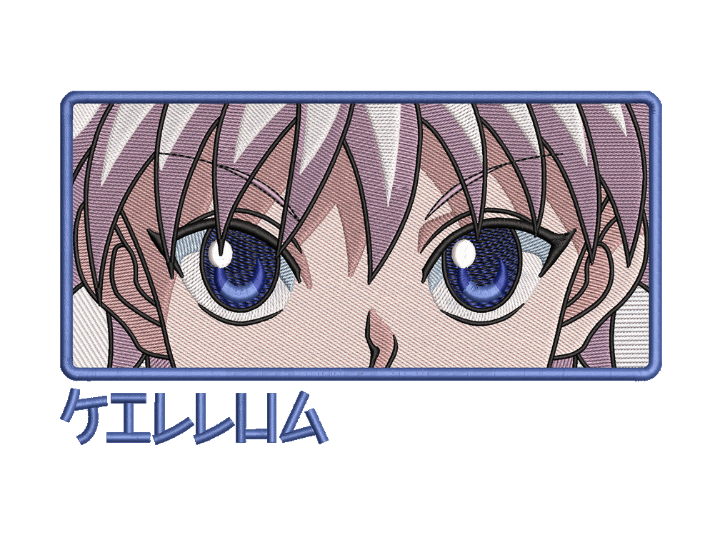 Anime-Inspired Killua Zoldyck Embroidery Design File main image - This anime embroidery designs files featuring Killua Zoldyck from Hunter X Hunter Digital download in DST & PES formats. High-quality machine embroidery patterns by EmbroPlex.