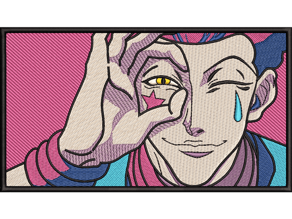 Anime-Inspired Hisoka Embroidery Design File main image - This anime embroidery designs files featuring Hisoka from Hunter X Hunter. Digital download in DST & PES formats. High-quality machine embroidery patterns by EmbroPlex.