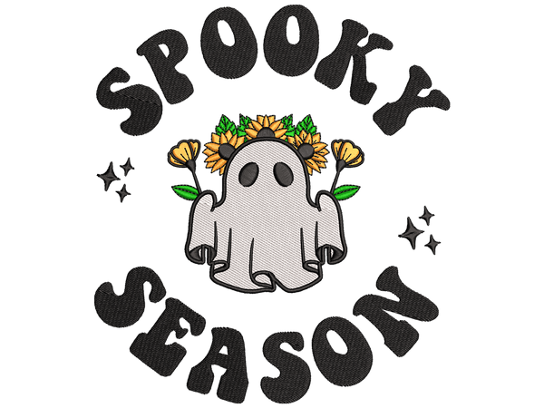 Cute Spooky Season Flower Embroidery Design File main image - This Halloween embroidery designs files featuring Cute Spooky Season Flower from Halloween. Digital download in DST & PES formats. High-quality machine embroidery patterns by EmbroPlex.