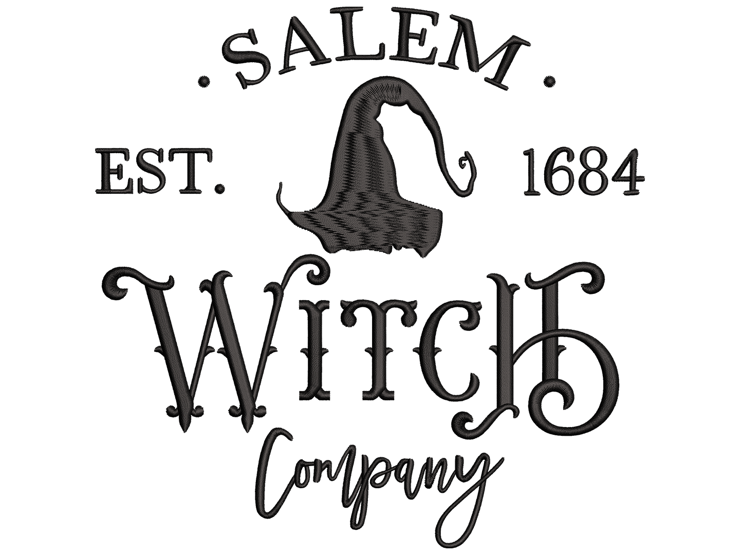 Witch Company Embroidery Design File main image - This embroidery designs files featuring Witch Company from Halloween. Digital download in DST & PES formats. High-quality machine embroidery patterns by EmbroPlex.