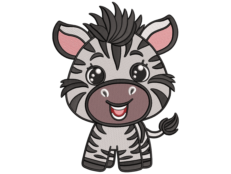 Lovely Kawaii Zebra Embroidery Design File Compatible with All Embroidery Machines