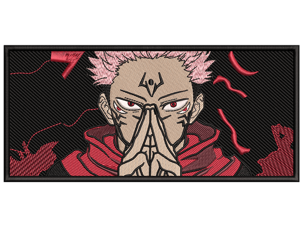 Anime-Inspired Yuji Itadori Embroidery Design File main image - This anime embroidery designs files featuring Yuji Itadori from Jujutsu Kaisen. Digital download in DST & PES formats. High-quality machine embroidery patterns by EmbroPlex.